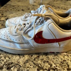 Nike Court Vision Low Swoosh Print Red White Sneakers Men’s 12